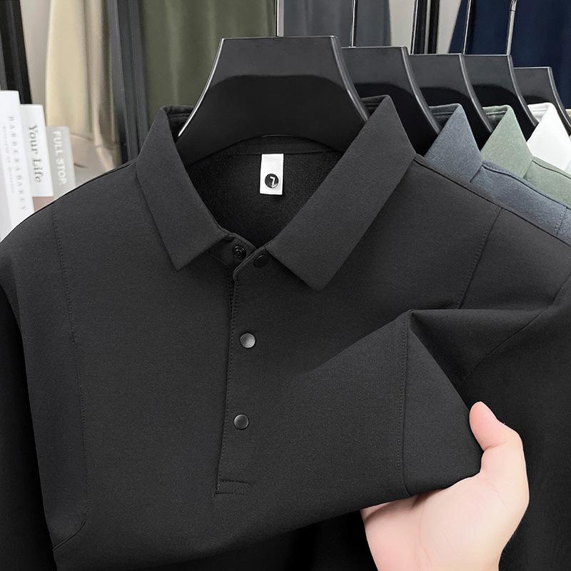 Korean Style Men's Quick-Dry Polo Shirt – Sporty, Breathable, Business Casual, Long Sleeve Lapel Design