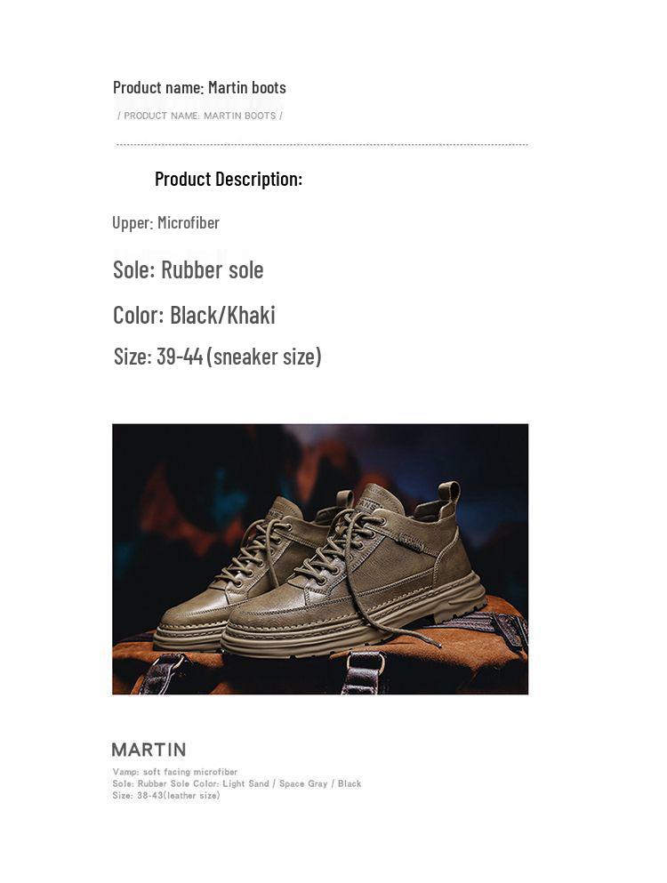 2025 Men's Winter Fleece-Lined Casual Leather Martin Boots - Mid-Top Autumn Work Shoes