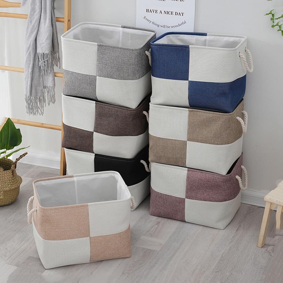 1pc Home Supplies Sundries Sorting Basket Linen Large Capacity Laundry Basket Foldable Toys Snacks Storage Basket with Handle