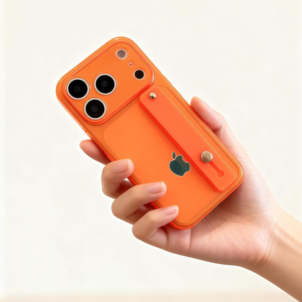 for iPhone 17 16 15 Pro Max with Wrist Strap Kickstand Shockproof Translucent Back Cover With Adjustable Hand Grip Loop