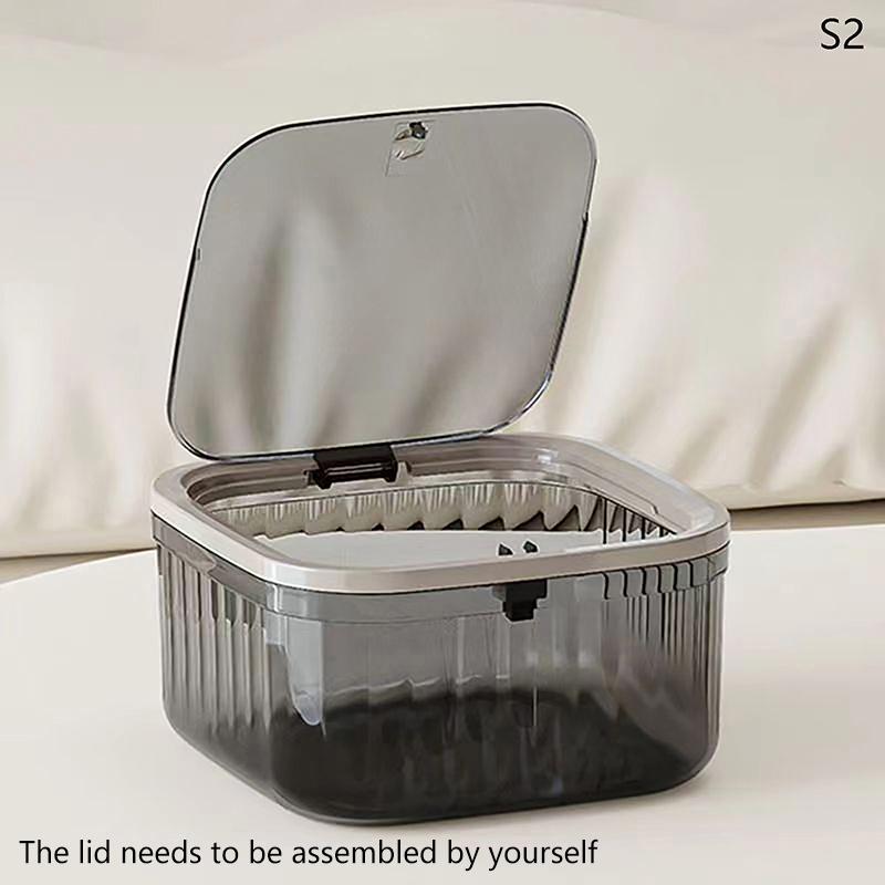 

Пресс-тип Настольный мусорный контейнер Удобный пластиковый прозрачный ящик для хранения Настольный органайзер Офисные принадлежности S серый