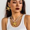 Exaggerated Boho Metal Big Starfish Star Pendant Choker Necklace Women Summer Punk White Chunky Chain Y2K Jewelry Accessories