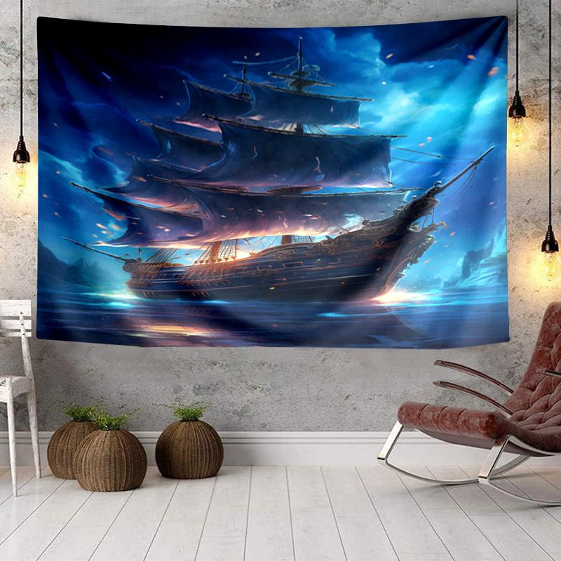 Pirate Ship Adventure Tapestry Room Decoration Wall Hanging for Living Room Bedroom, dormitory, Birthday and Christmas gifts