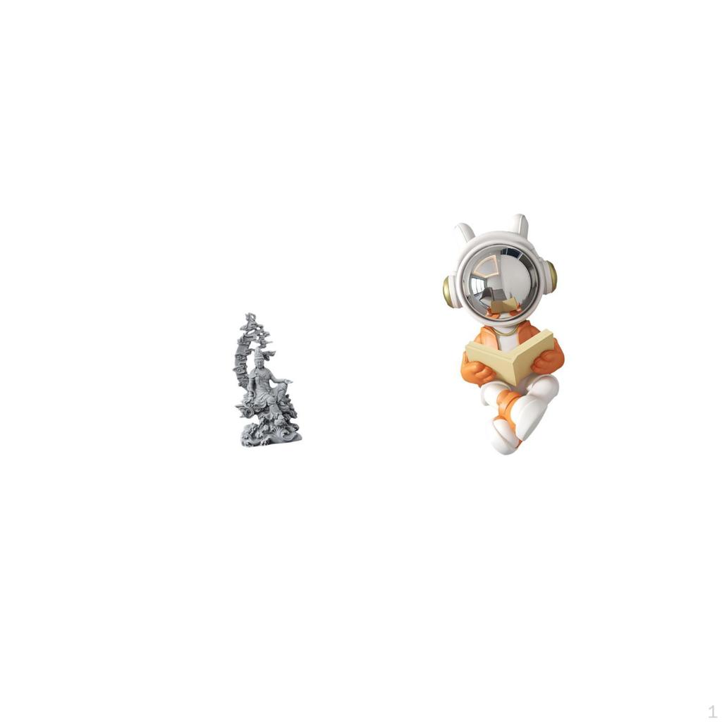 Astronaut And Guan Yin Statue Figurine Feng Shui Buddhist for Office Bedroom Living Room Table