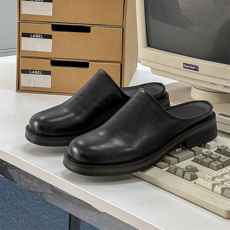 Móda Móda Ležérní Kožené Nazouváky Pantofle Pánské Volnočasové Chůze Sandály Venkovní Plážové Nazouváky Boty Elegantní Pánské Business Boty Poloviční Nazouváky