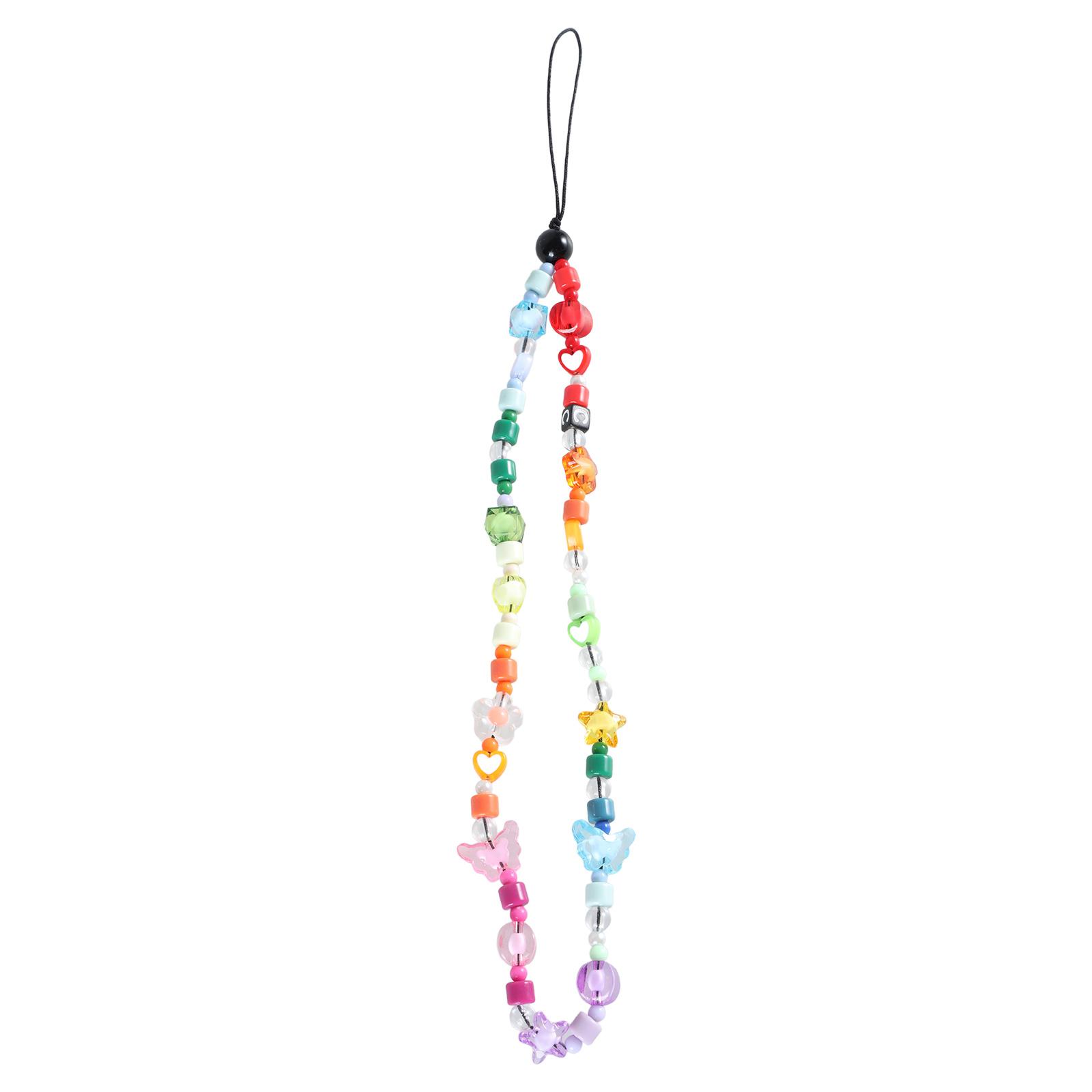 Butterfly Phone Charm Strap Colorful Bead Phone Charm Phone Lanyard Wrist Strap Flower Beaded Decoration Accessories 1