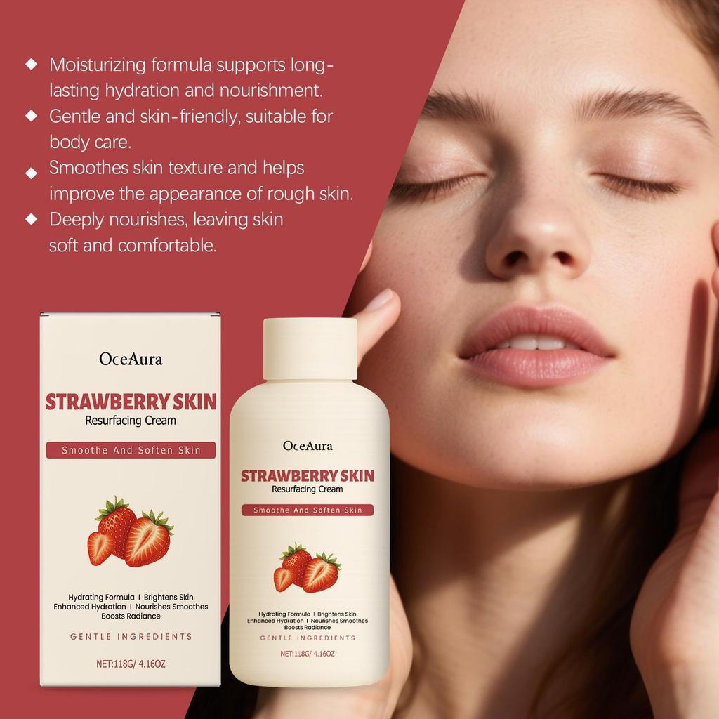 OCEAURA Strawberry Body Cream: Moisturizes, Softens, and Hydrates Dry Skin