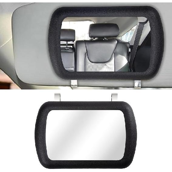 Car Visor Mirror, Universal Clip-On Automotive Sun Visor Vanity Mirror For SUVs And Various Vehicles, Car Accessories Interior For Women, Black