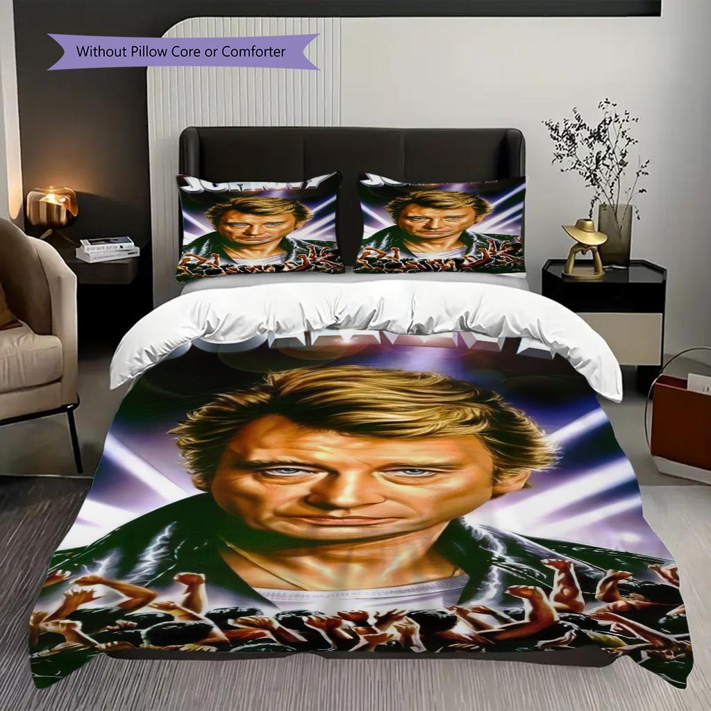 Johnny Hallyday Beyond Rock bedding, duvet cover, pillowcase, home decoration, birthday gift (1 * duvet cover+2 * pillowcase, coreless)