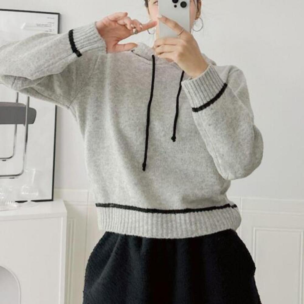 New Arrivals Open Run Women Color Line Soft Daily Hoodie Knit Winter