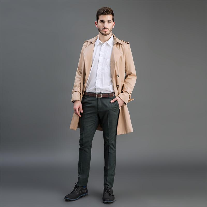 Herr Lång Trench Dubbelknäppt Vår Höst Brittisk Vindjacka