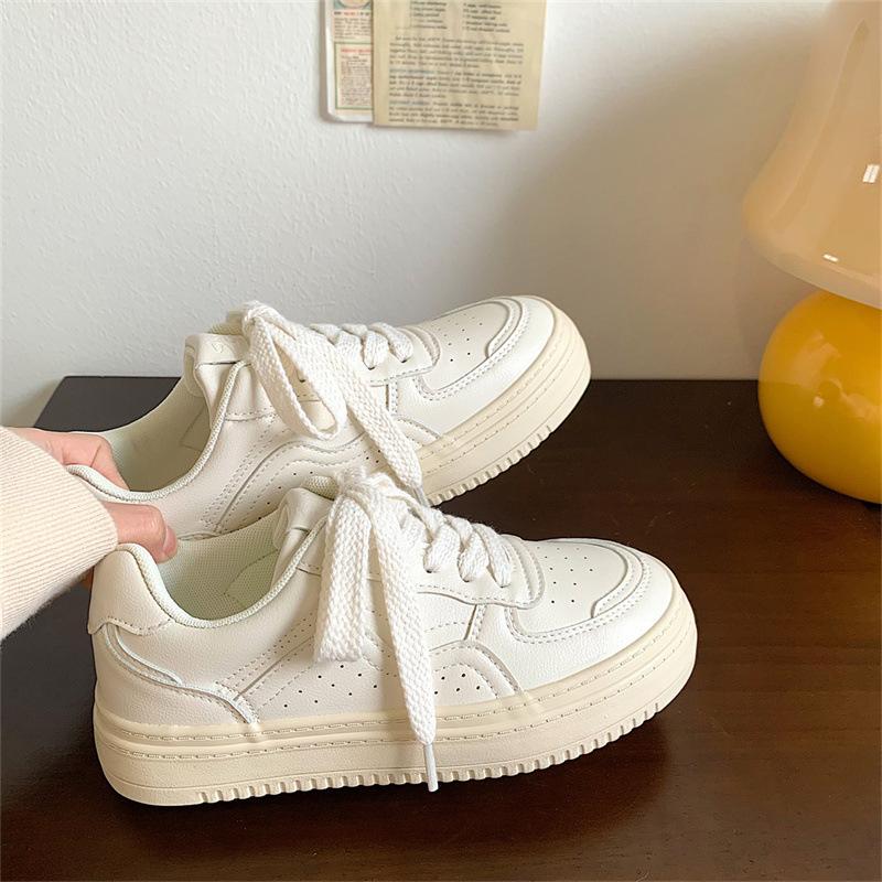 Little White Shoes Women's 2025 New Popular Spring Versatile Student Casual Sports Shoes Retro Thick-soled Heightening Board Shoes