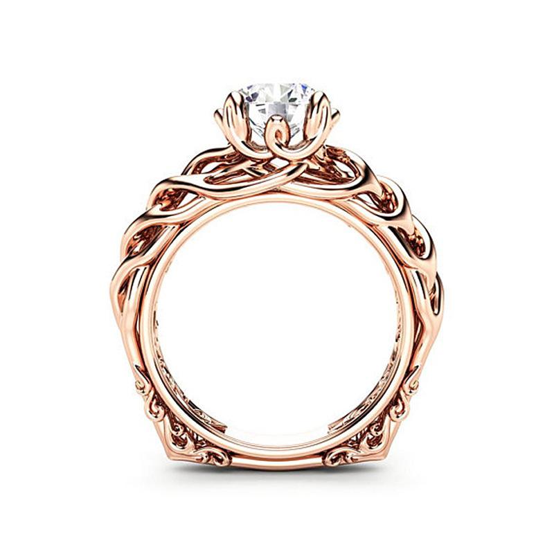 Hollow Tree Of Life Micro-Inlaid Zircon Ring Women'S Fashion Personality Wishing Tree Ring