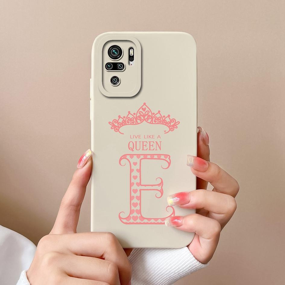 For Xiaomi Redmi Note 10s 7 8 9 10 Pro Max 9T 10T 5 Plus Case Cover Liquid Soft Silicone Shockproof Protective Matte Letters Crown For Redmi Bumper