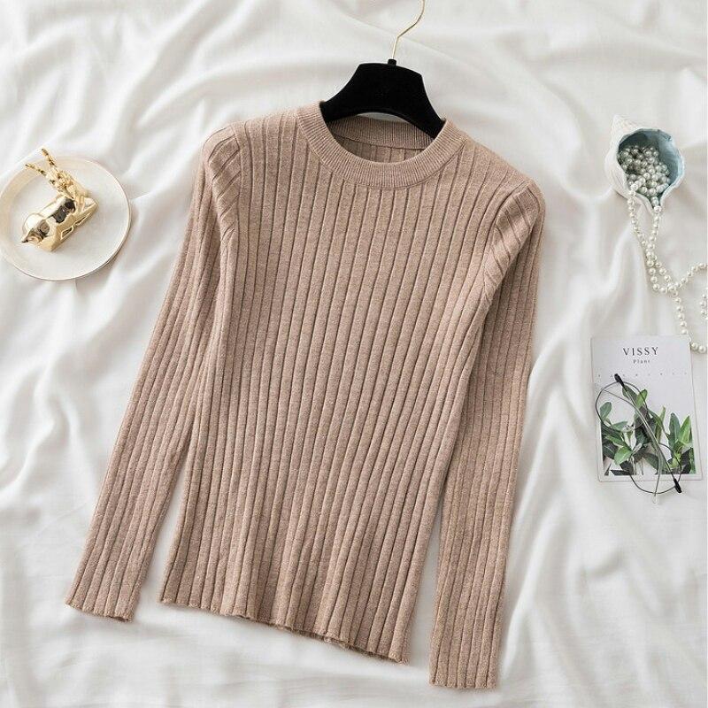 Herbst Oansatz Gestrickte Lange Hülse Frauen Pullover 2023 Mode Koreanische Dünne Strickwaren Winter Casual Gestreiften Tops Jumper 28713