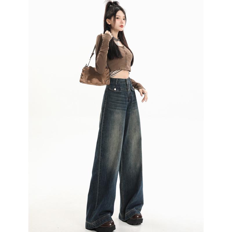 Women's Plus Size High Waist Retro Wide Leg Denim Pants - Early Autumn 2024