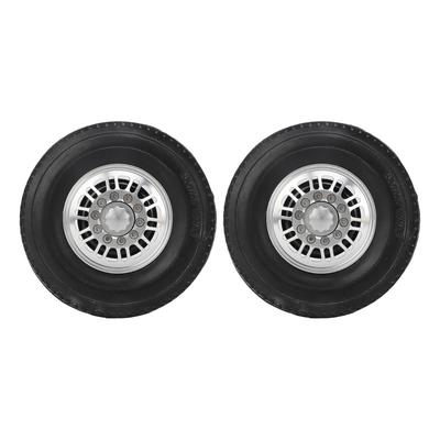 2Pcs 114 Scale RC Car Front Tires Metal Wheel Rims Hubs Rubber Tires Kit for Tamiya 114 RC Car