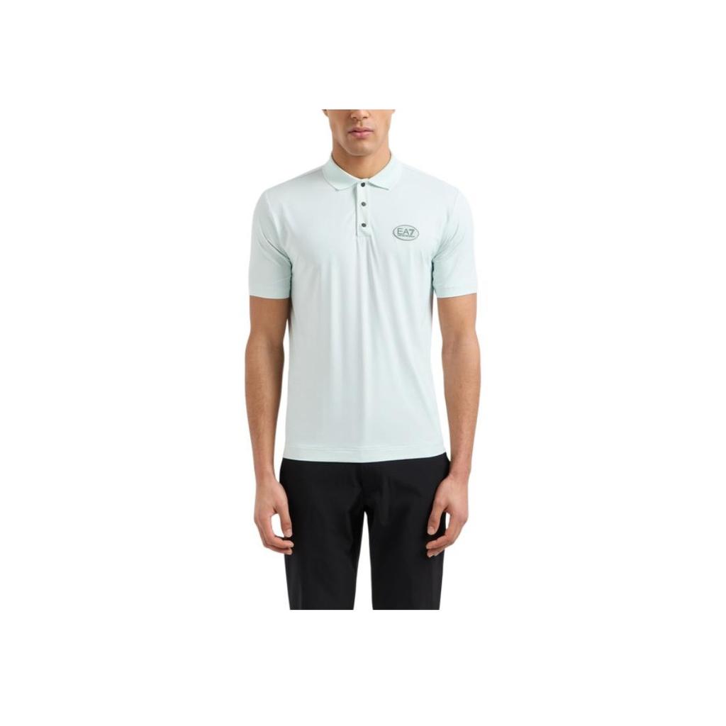 Emporio Armani EA7 Solid Color Letter Print Short Sleeve Polo Shirt Men Tops Light-Green 7M000192-AF13536-U9060