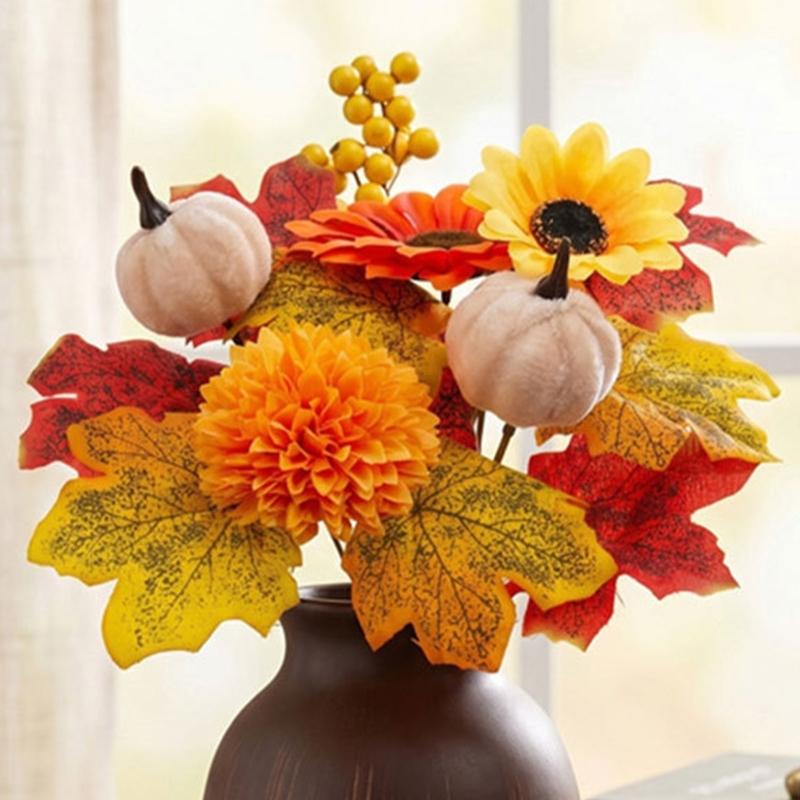 Seasonal Harvest Stem for Fall Vase Styling, Artificial Arrangement Piece for Table Display and Holiday Hosting
