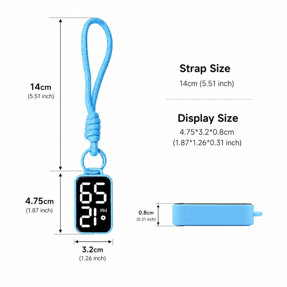 Big Numbers Pocket Watch Keychain LED Digital Watch Portable Electronic Hanging Watch  Kid Adult