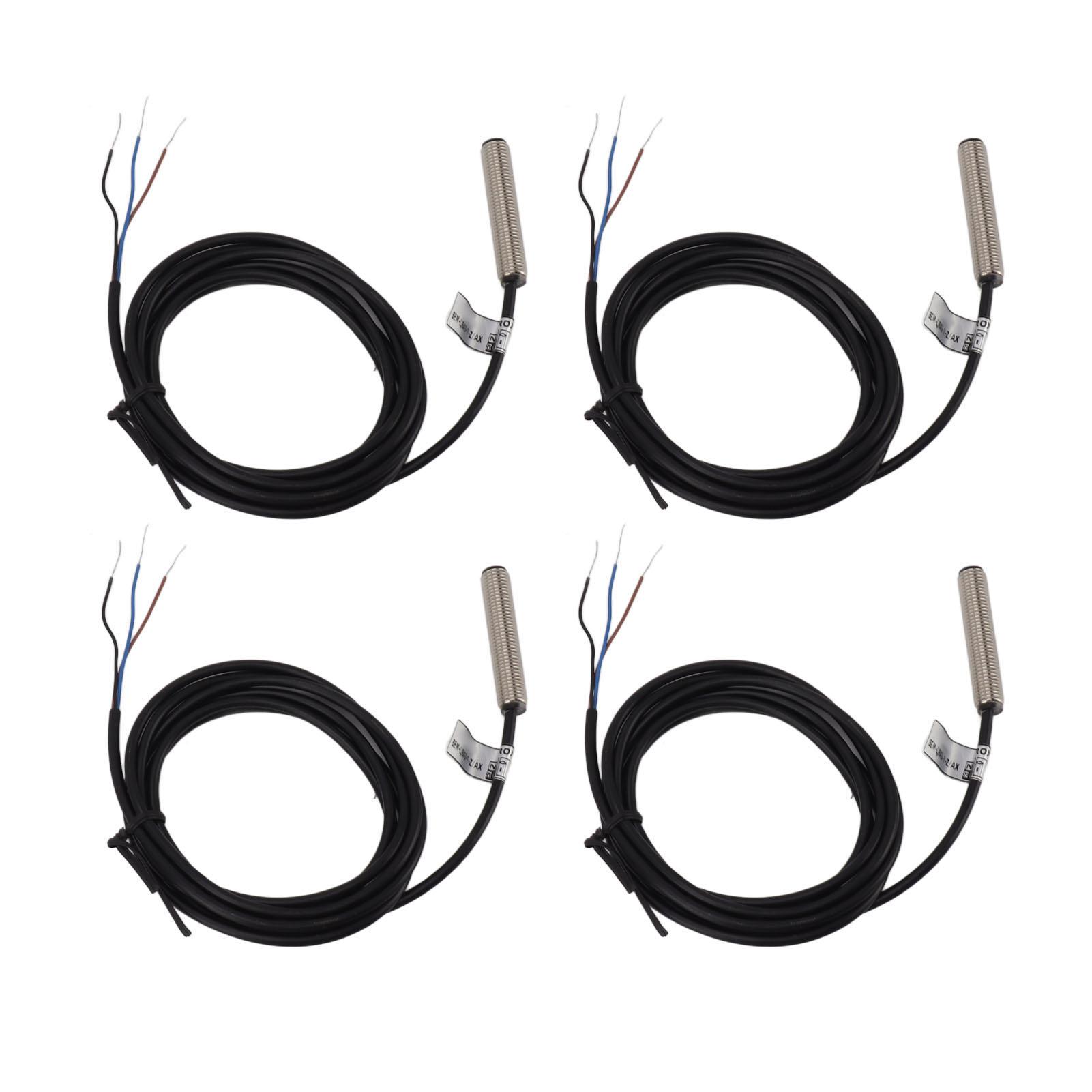 

4 Комплекти Індуктивний датчик 8мм Плоска головка Металевий корпус NPN DC 3 Провідний Нормально Закритий Датчик