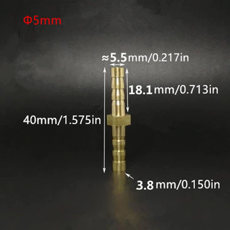 4mm 5mm 6mm 8mm 10mm 12mm Brass Straight Hose Pipe Fitting Equal Barb Gas Copper Barbed Coupler Connector Adapter