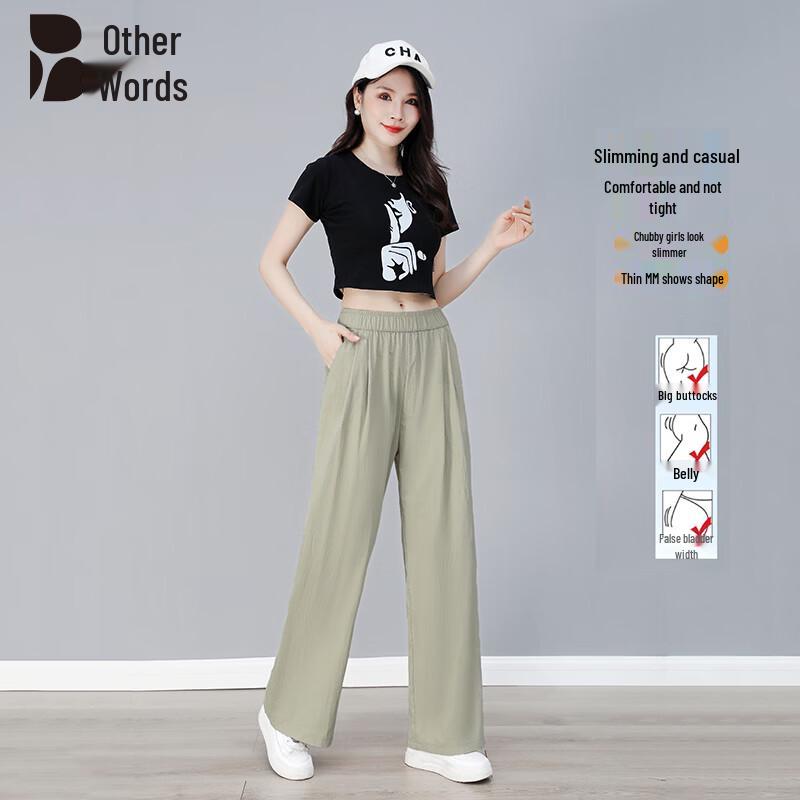 

Women s High-Waist Drapey Ice Silk Wide-Leg Pants M