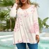 Women's Fashion Large Size Round Neck Long Sleeve Casual Print Loose Pullover Top