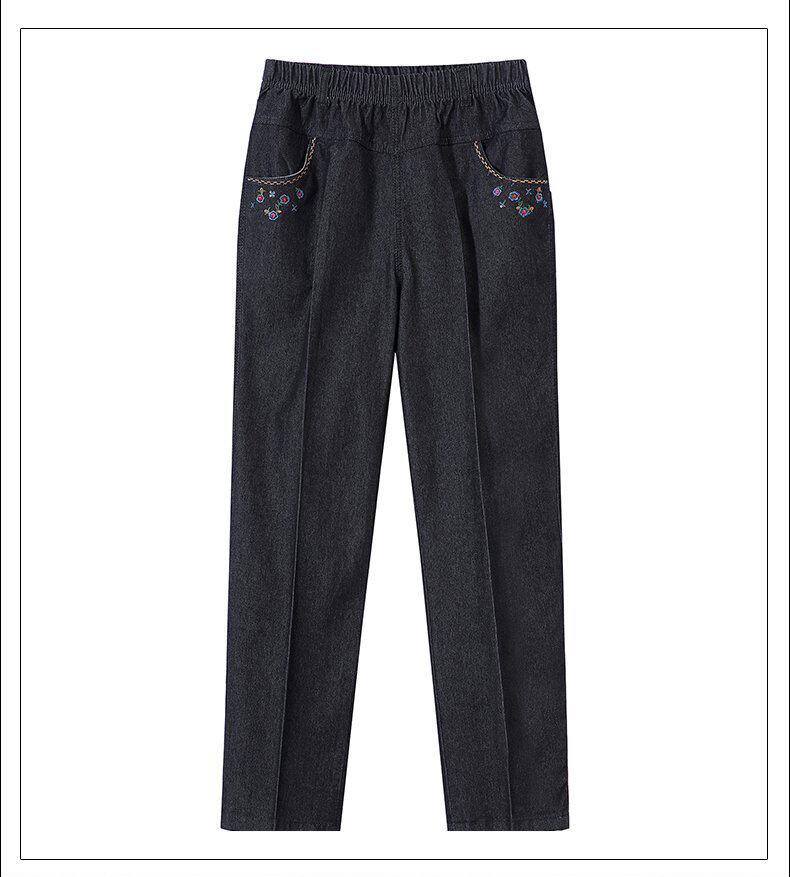 High-Waisted Straight Summer Jeans for Middle-Aged & Elderly Women - Casual Grandma Pants