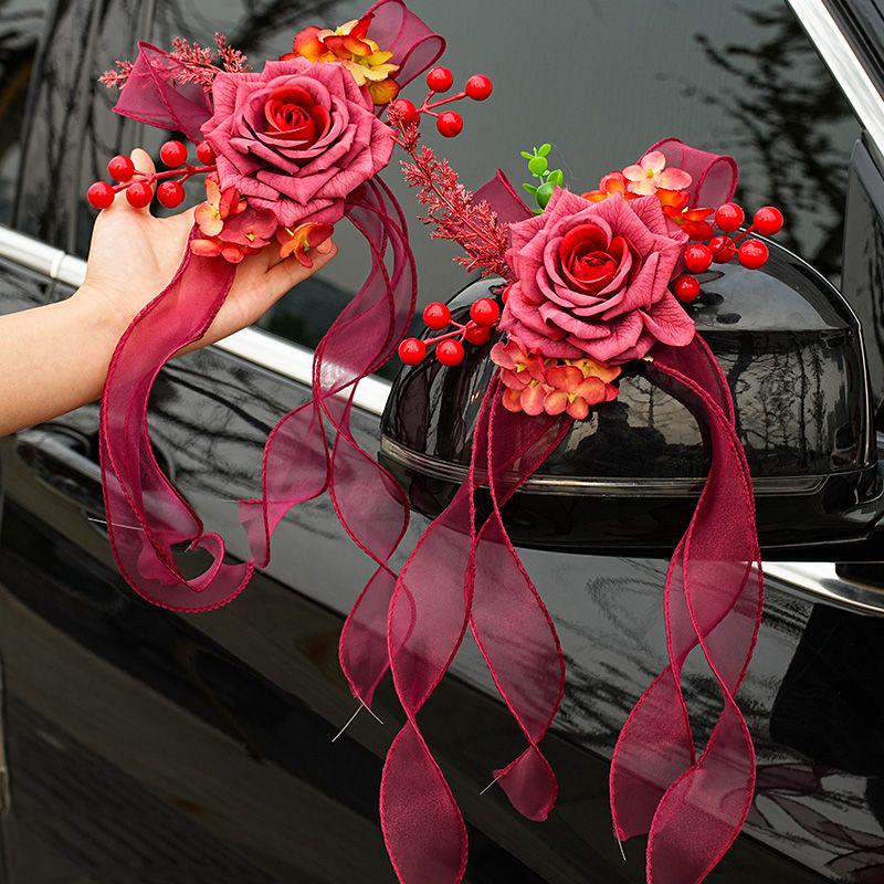 Complete Wedding Car Decoration Set: Pull Flowers & Ribbons