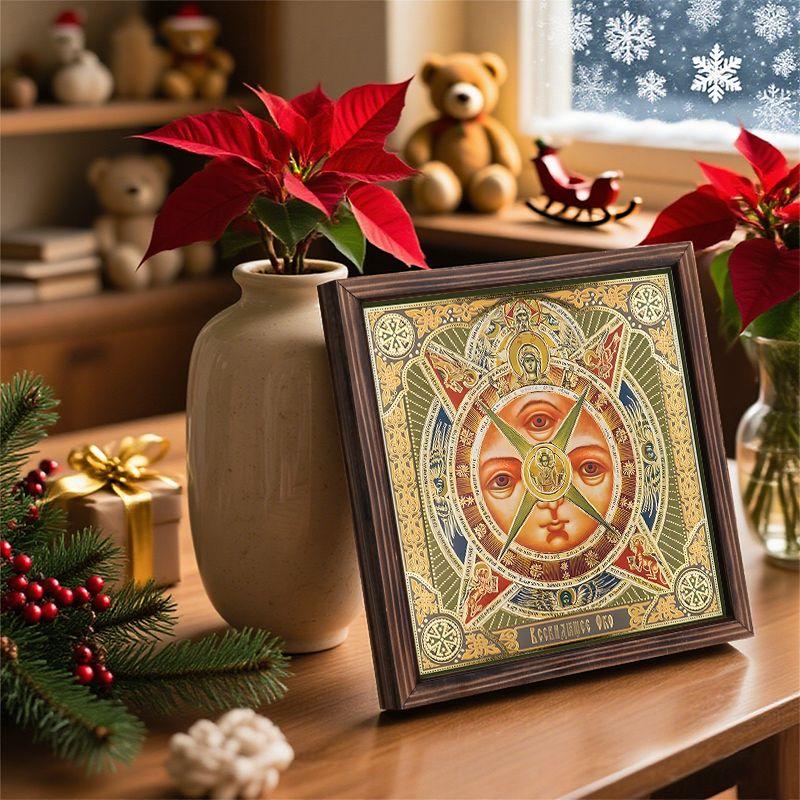 Decorative painting of Orthodox icons,Consecrated icon "The All-seeing eye of God",Photo frame painting,Christian Wall Art,20cm*20cm,Spiritual gift