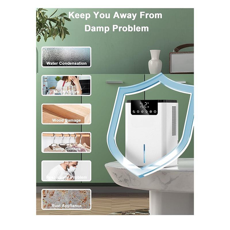 B69A Auto Shut Off Quiet Dehumidifier With Timer Sleep Mode 7 Colors LED Light For Home Bedroom Closet US US Plug