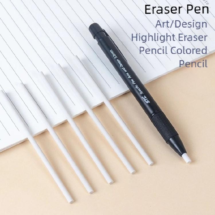 Professional Sketching Eraser Pencil 3.8mm Retractable Tip Includes 5 Refills For Artistic Precise Work