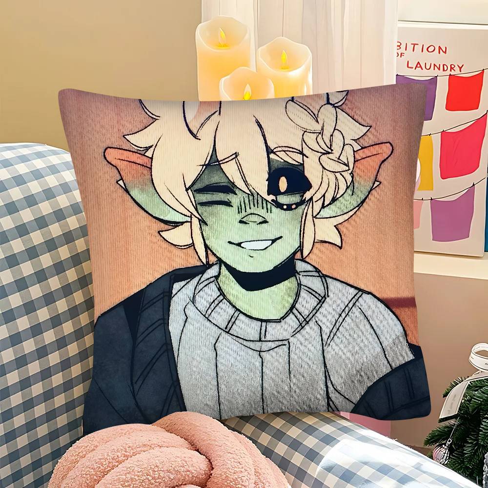 1pc Mushroom Oasis Anime Pillow Case Fashion Square Pillowcase Bedroom Sofa Room Ins Decoration Leisure