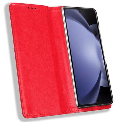 For Samsung Galaxy Z Fold6 5G Case PU Leather Retro Phone Stand Cover