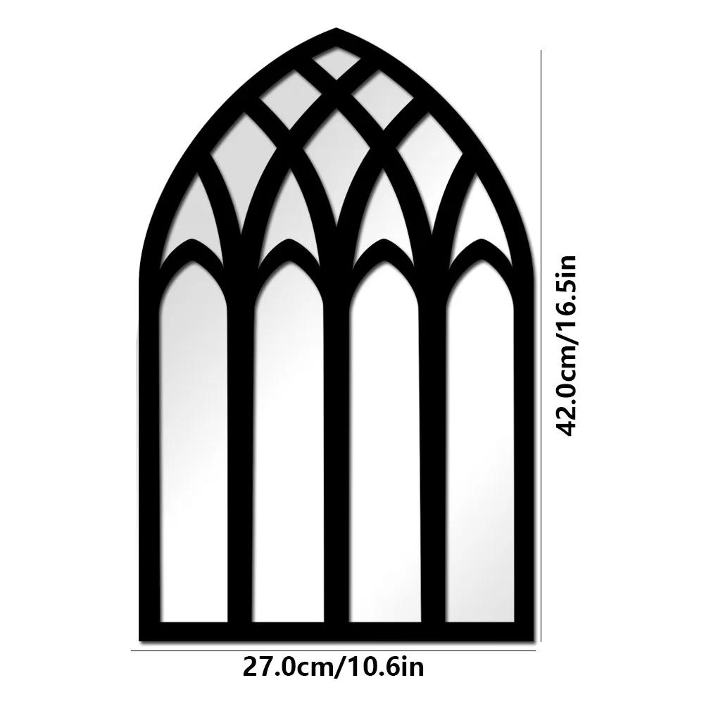 1/3Pcs Gothic Mirrors Wall Decor Spooky Gothic Arched Wall Mirrors Vintage Cathedral Arch Frame Mirror Decorative Goth Mirror