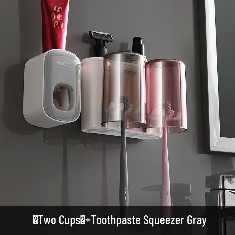 Conjunto de Porta-Escova de Dentes e Copo de Enxágue Montado na Parede sem Furos