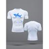 Camiseta de Compresión Blanca con Estampado de Tiburón para Hombre, Transpirable de Secado Rápido, Top Atlético para Entrenamiento