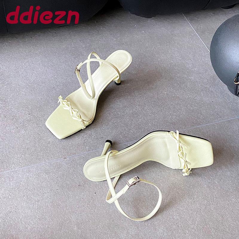 Fashion Fashion Butterfly-Knot Ladies High Heels Sandals Shoes Female Ankle Wrap Footwear Elegant Women Heeled Sandals Shoes Pumps