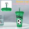 Large Capacity 710ml Single-Wall Plastic Cup With Soccer Pattern And Straw