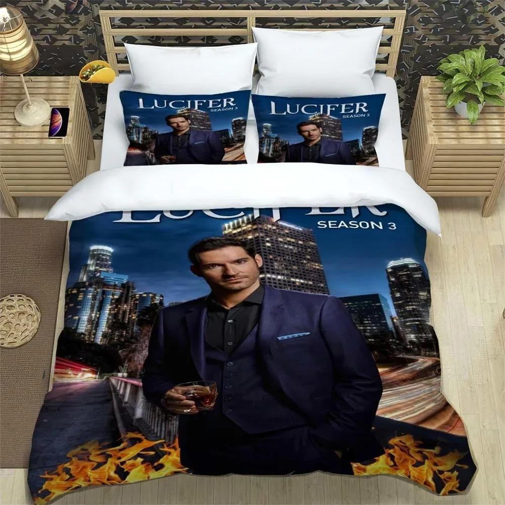 Lucifer Staffel Bettwäsche Set Jungen Mädchen Twin Queen Größe Anime Bettbezug Kissenbezug Bett Kinder Erwachsener Mode Heimtextilienextil