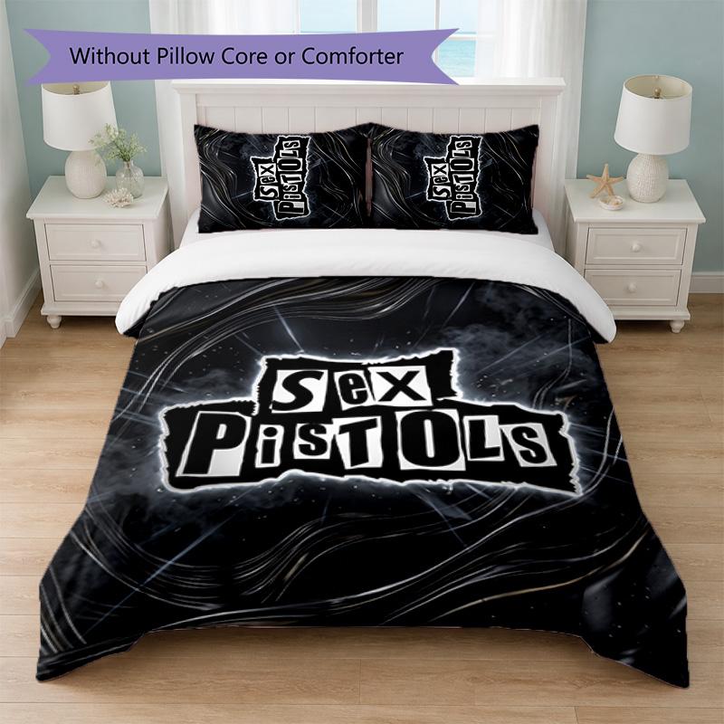Sex Pistols Druck 3-teiliges Bettwäsche-Set Bettbezug mit zwei Kissenbezügen Weiche Bettwäsche für Haushalt Schlafzimmer