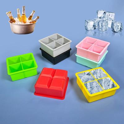 4PCS/Set Silicone Ice Cube Mold Big Square Ice Cube Tray Ice Cube Maker Non-toxic Reusable Bar Pub Wine Ice Blocks Maker
