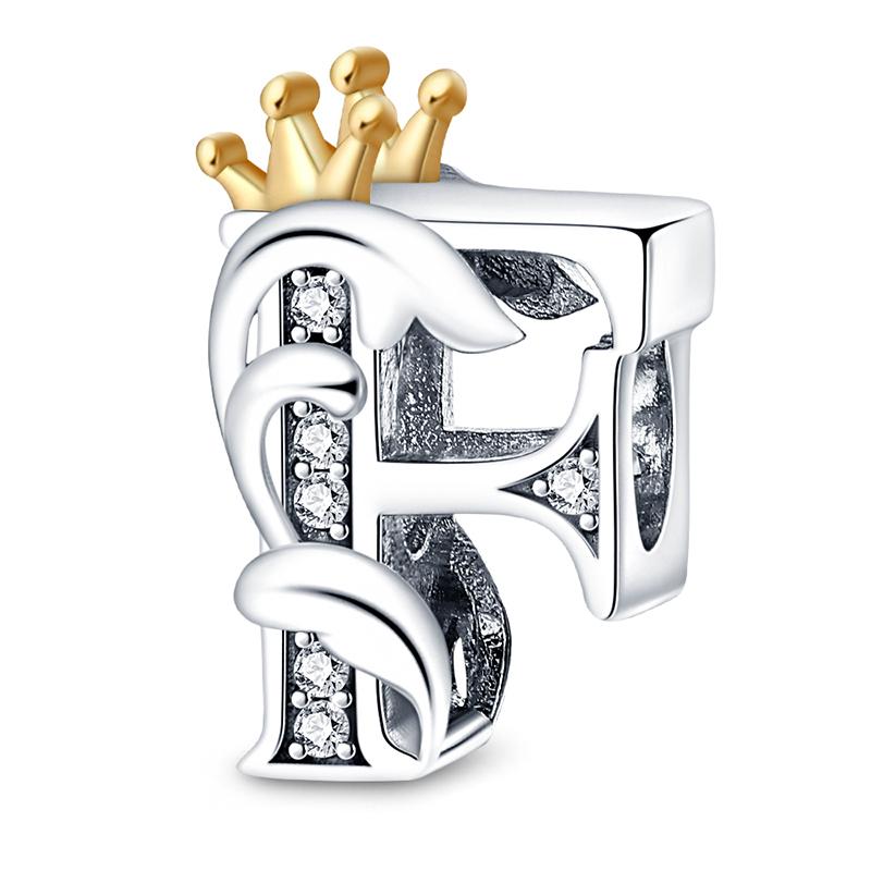 Copper Original Crown 26 Letters Charm Beads Fits Bracelets Bangle Necklace For Women Luxury Diy Jewelry Fine Gifts