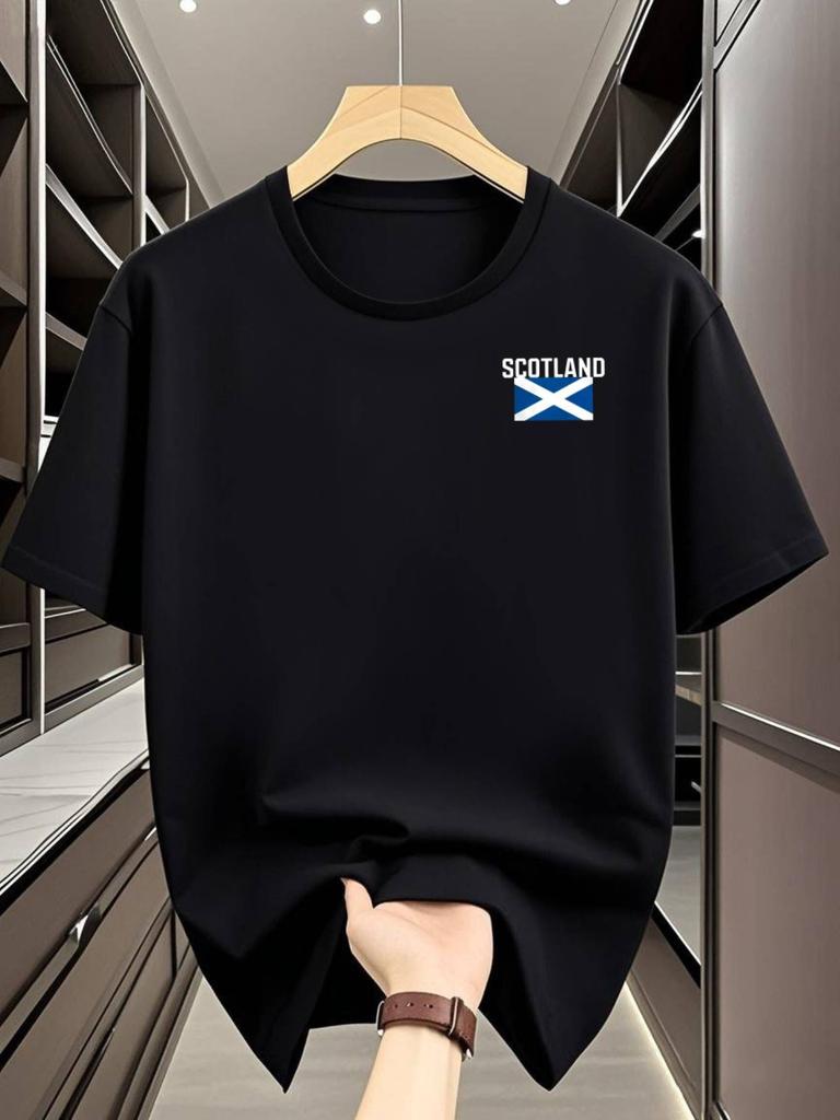 Navy Blue Scotland Graphic T-shirt - Soft Quick-Dry Fabric Casual Everyday & Formal Scottish Pride Apparel - Machine Washable Lightweight Summer Tee