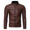 Giacca da Motociclista in Pelle da Uomo Retro con Collo Rialzato per Primavera e Autunno - Elegante Cappotto Antivento Giovanile