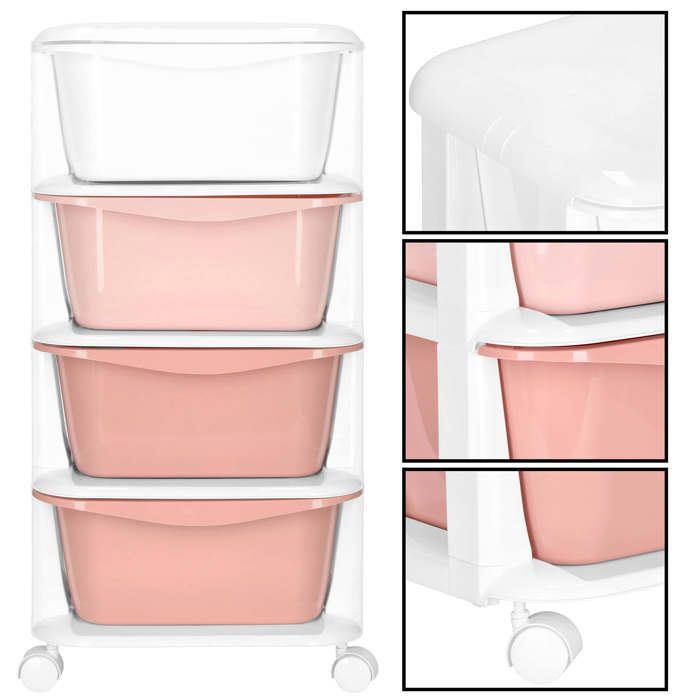 Springos® Meuble De Rangement Pour Enfants À Roulettes 4 Tiroirs Plastique