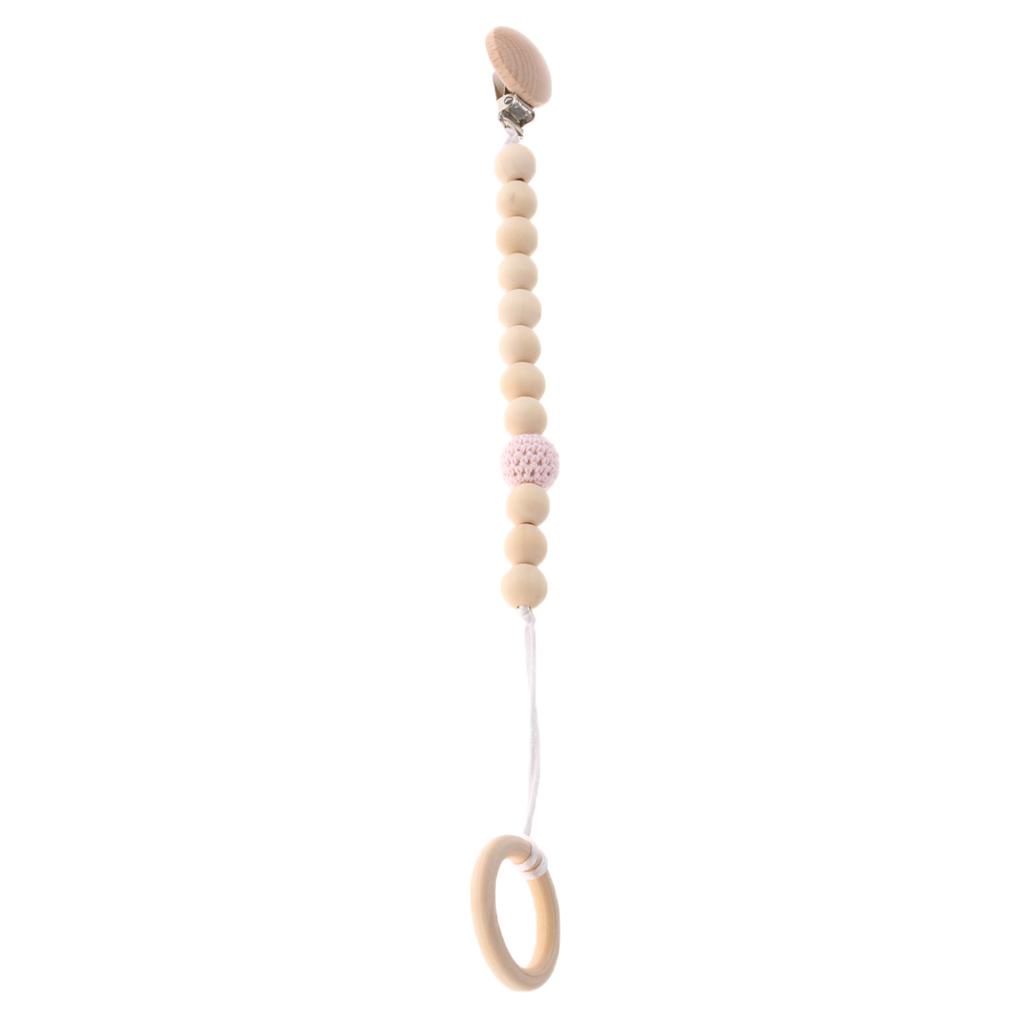 Wooden Beaded Baby Holder Pacifier Clip Teether Chain, Style 8