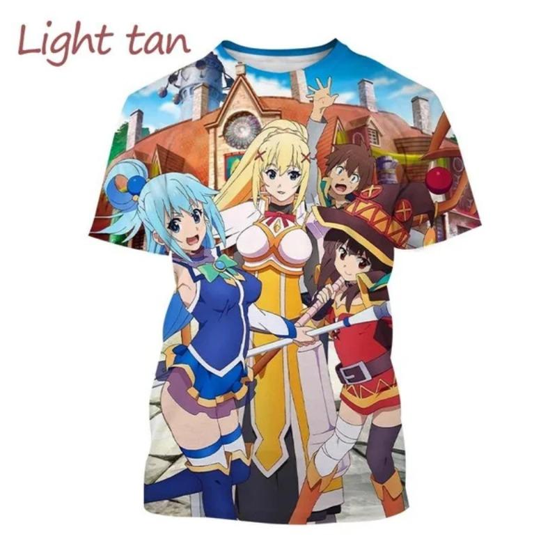 Letní Klasické Anime Pánské Ležérní Tričko Nové KonoSuba 3D Tištěné Osobnostní Street Harajuku Cool Krátký Rukáv Top