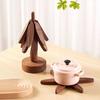 Christmas Tree Trivet Set with Stand Heat Resistant Pot Holders Wooden Bowl And Cup Coaster Kitchen Table Decoration